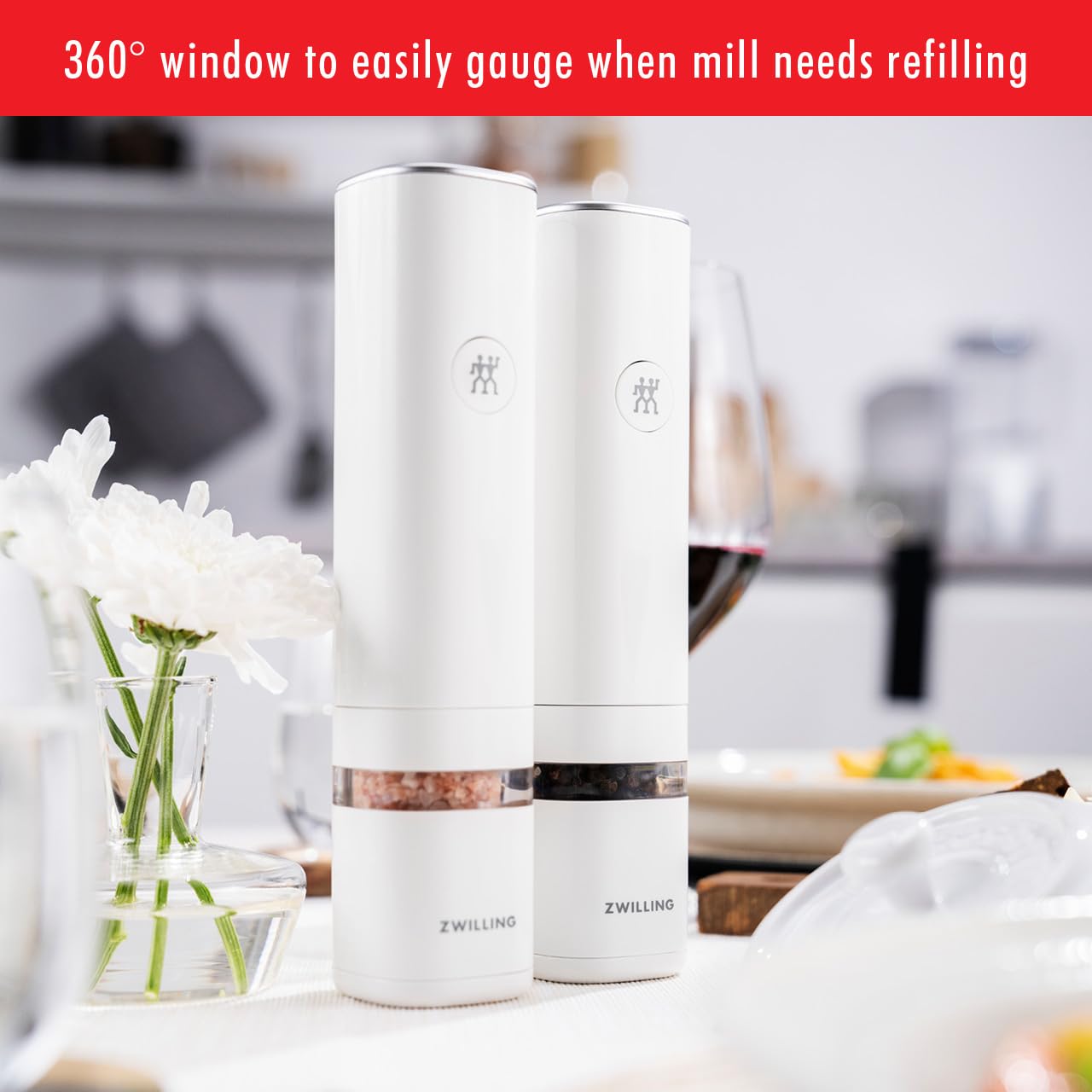 ZWILLING Enfinigy Electric Salt/Pepper Mill - White - electronicsexpo.com - Electric Grinders