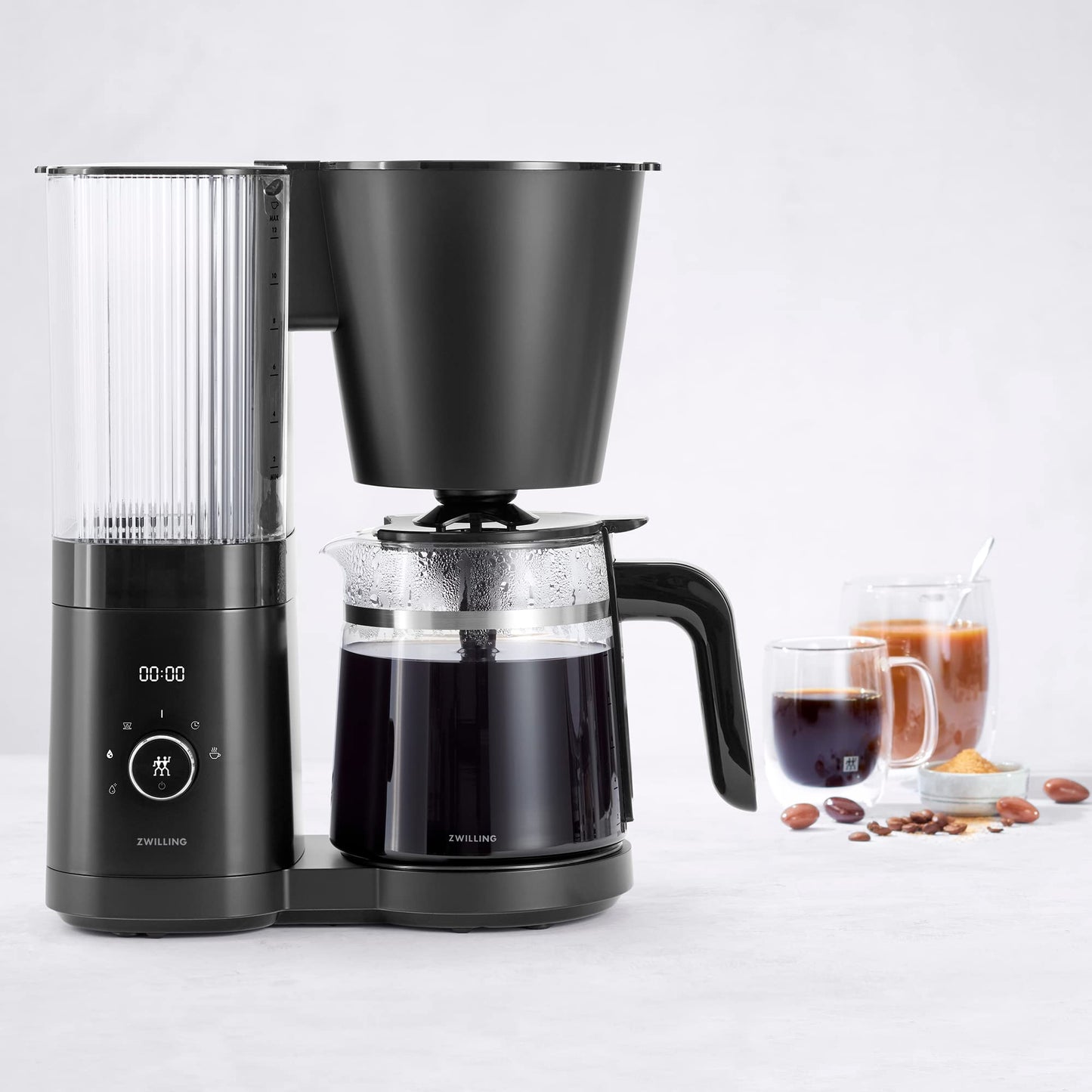 ZWILLING Enfinigy Glass Drip Coffee Maker 12 Cup, Awarded the SCA Golden Cup Standard, Black - electronicsexpo.com - Coffee Machines