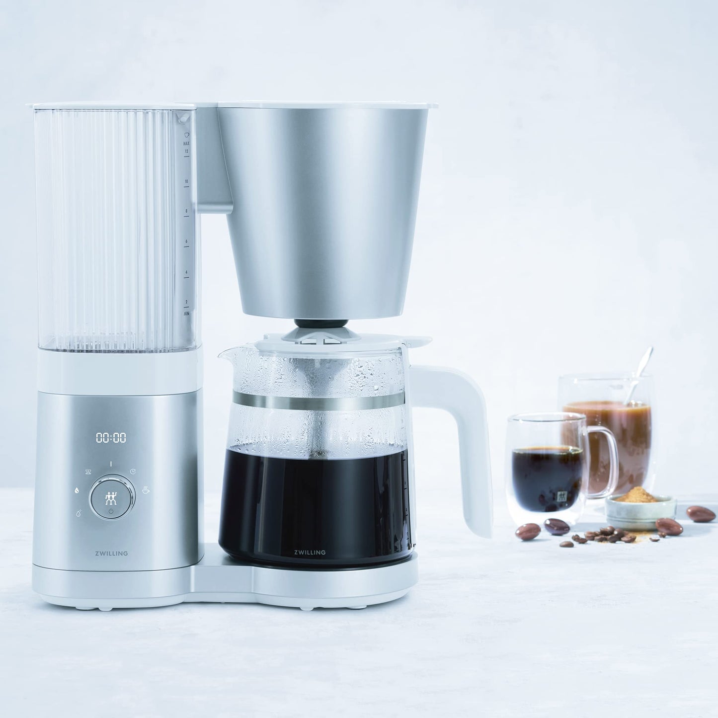 ZWILLING Enfinigy Glass Drip Coffee Maker 12 Cup, Awarded the SCA Golden Cup Standard, Silver - electronicsexpo.com - Coffee Machines
