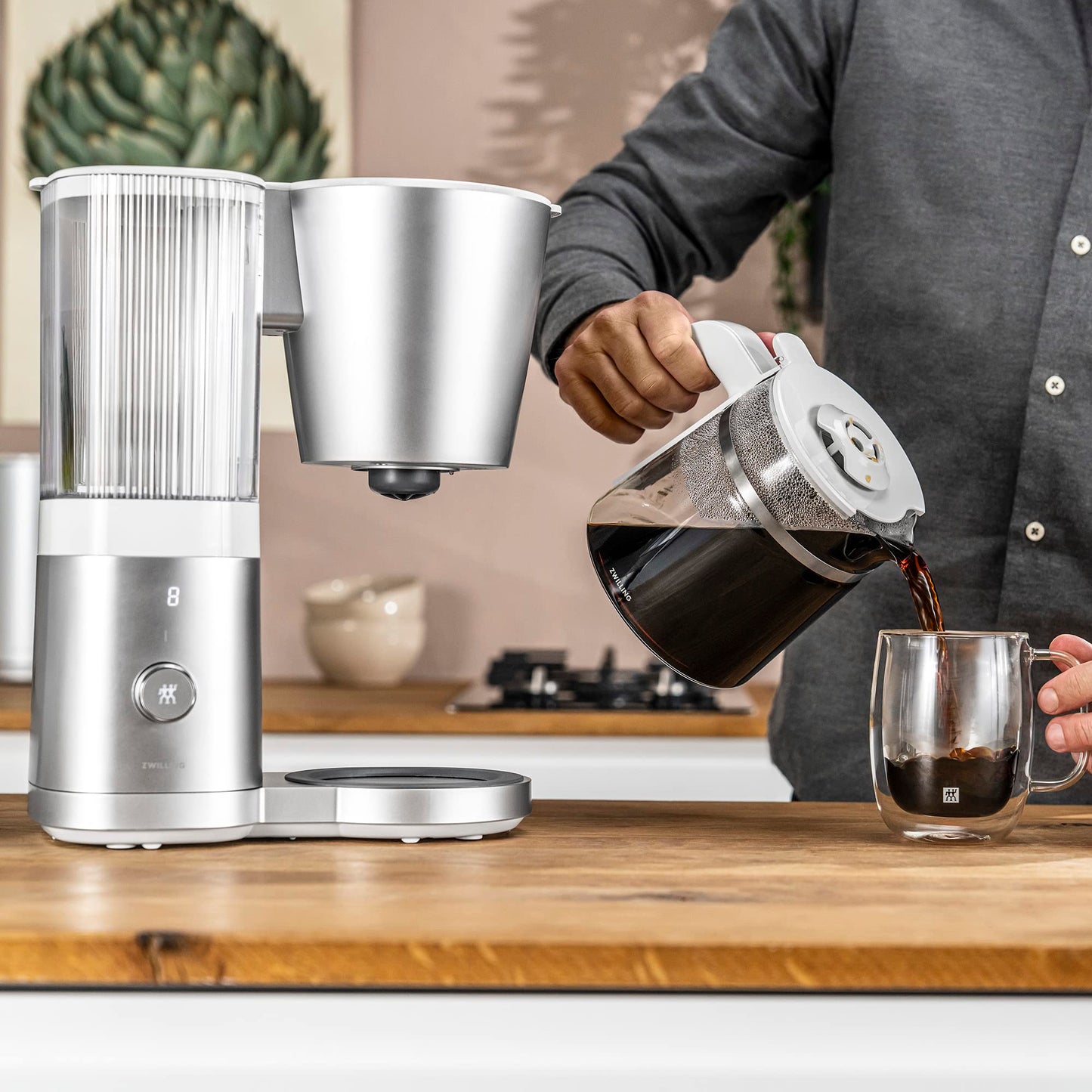 ZWILLING Enfinigy Glass Drip Coffee Maker 12 Cup, Awarded the SCA Golden Cup Standard, Silver - electronicsexpo.com - Coffee Machines