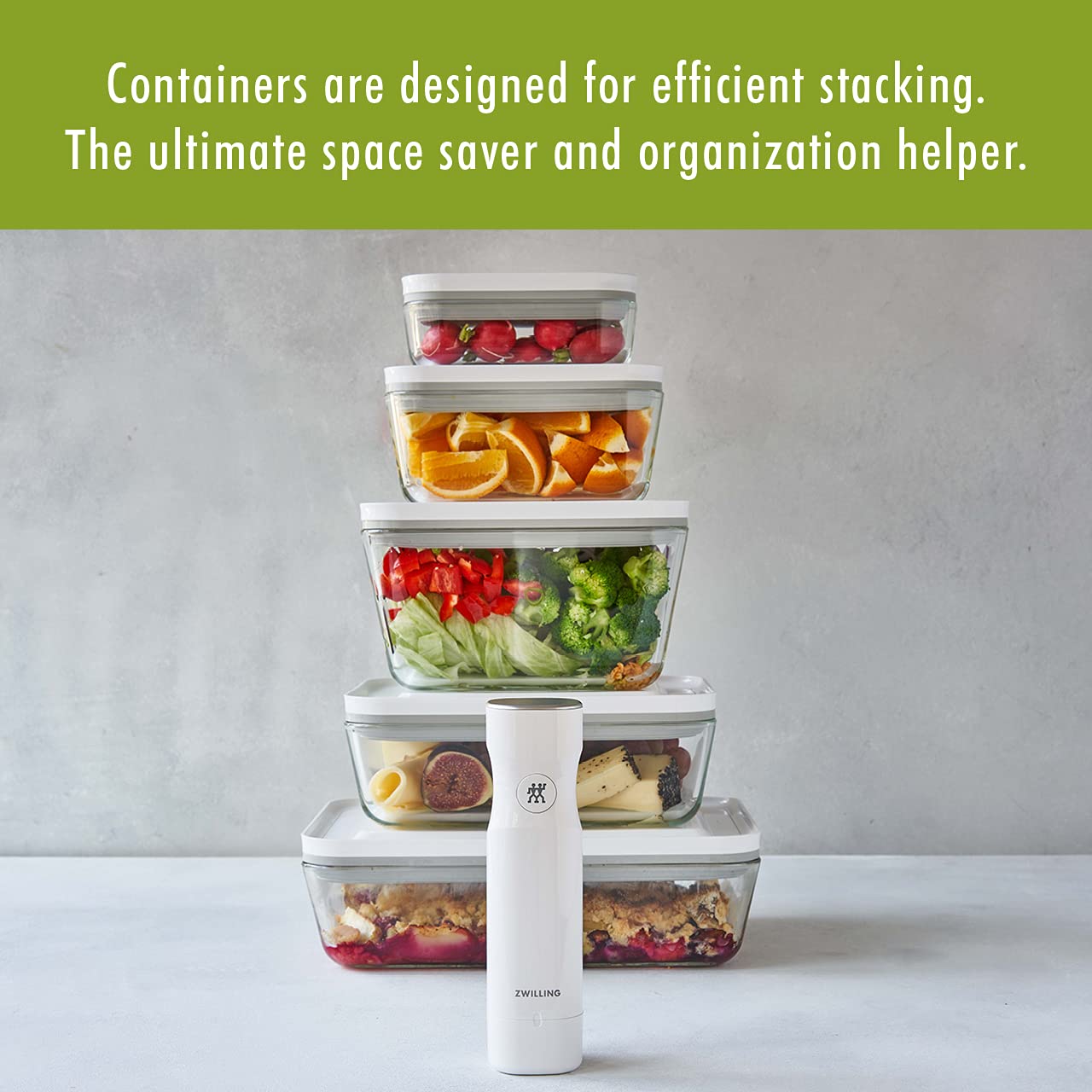 ZWILLING Fresh & Save 2 - Piece Medium Glass Vacuum Sealer Food Storage Container with Airtight Lids - electronicsexpo.com - Food Storage Containers