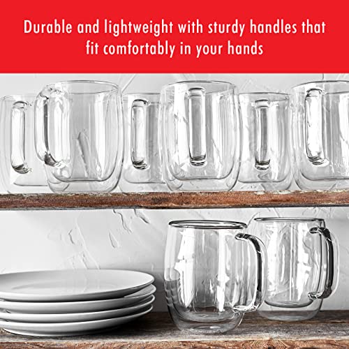 ZWILLING Sorrento Plus 4 - pc Double - Wall Glass, Insulated Coffee Mug, 12 - oz, 355ml, Clear - electronicsexpo.com - Coffee Mugs