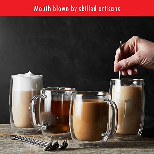 ZWILLING Sorrento Plus 4 - pc Double - Wall Glass, Insulated Coffee Mug, 12 - oz, 355ml, Clear - electronicsexpo.com - Coffee Mugs