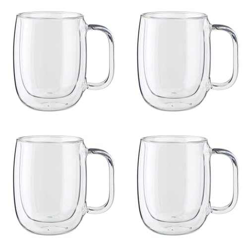 ZWILLING Sorrento Plus 4 - pc Double - Wall Glass, Insulated Coffee Mug, 12 - oz, 355ml, Clear - electronicsexpo.com - Coffee Mugs