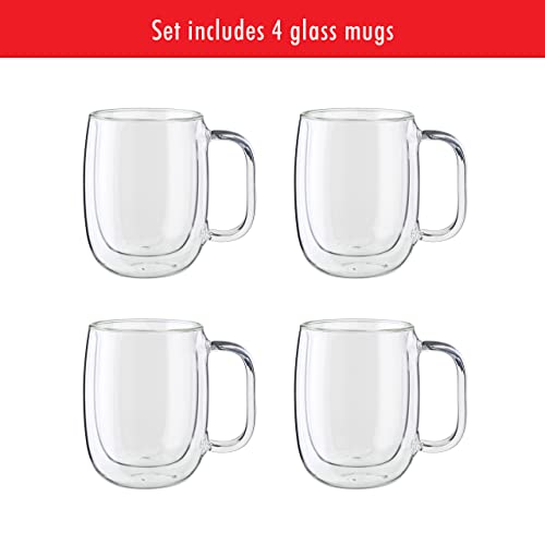 ZWILLING Sorrento Plus 4 - pc Double - Wall Glass, Insulated Coffee Mug, 12 - oz, 355ml, Clear - electronicsexpo.com - Coffee Mugs