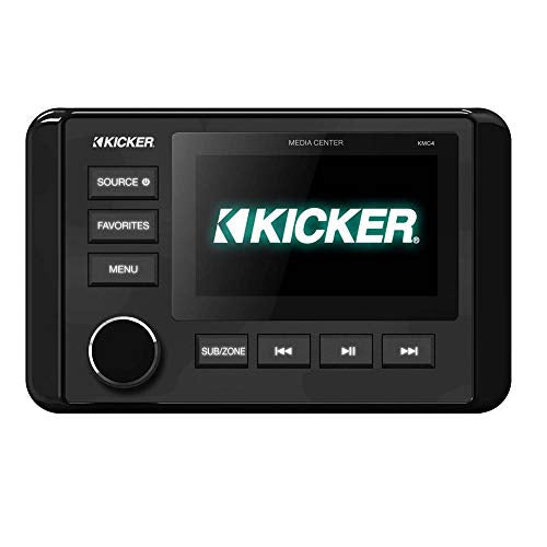 Kicker 46KMC4 Marine 200 Watt Dual Zone LCD Gauge Style Bluetooth Boat Media Center with AM/FM Radio, USB, and Bluetooth - Marine Radio - electronicsexpo.com
