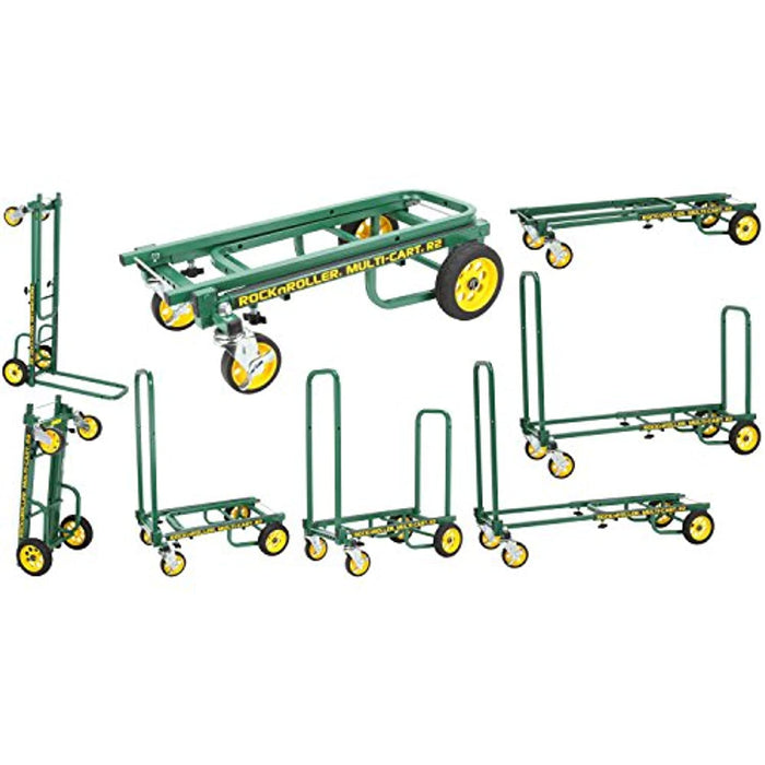 Rock-N-Roller R2RT (Micro) 8-in-1 Folding Multi-Cart 26" to 39" Telescoping Frame/350lbs Load Capacity (Green)