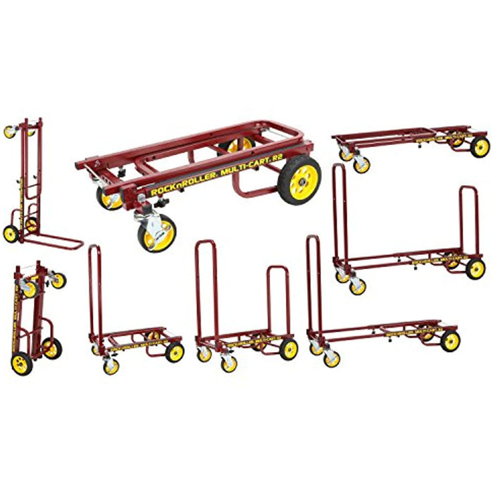 Rock-N-Roller R2RT (Micro) 8-in-1 Folding Multi-Cart 26" to 39" Telescoping Frame/350lbs Load Capacity (Red)