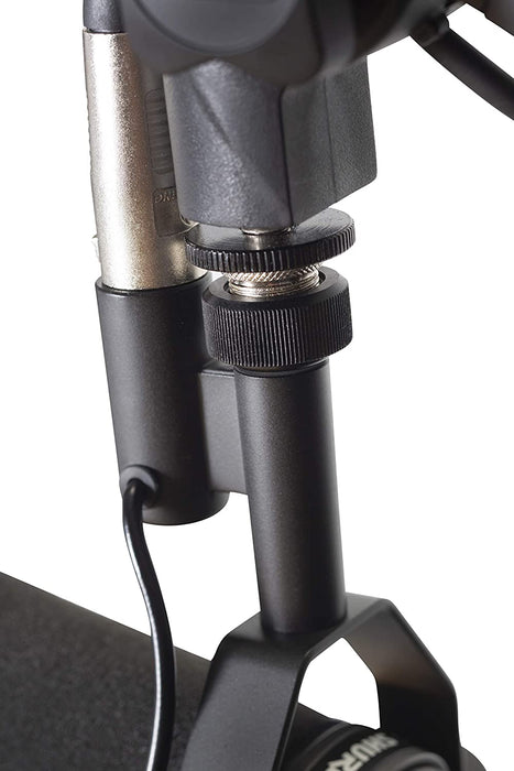 Gator Frameworks Deluxe Desk-Mounted Broadcast Microphone Boom Stand For Podcasts & Recording; Integrated XLR Cable