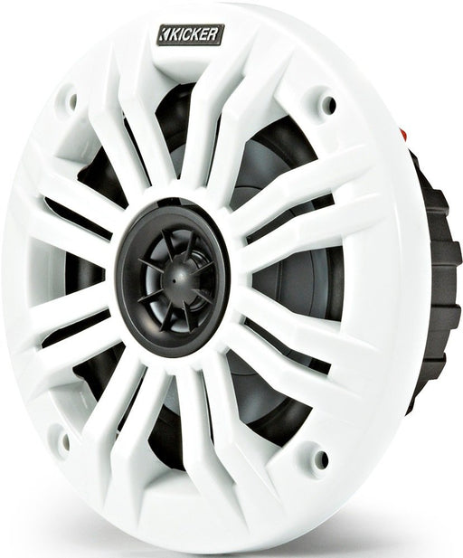 Kicker KM4 4" (100mm) Marine Coaxial Speakers with 1/2" (13mm) Tweeters, 2-Ohm with Charcoal and White Grilles (Pair) - Marine Speakers - electronicsexpo.com