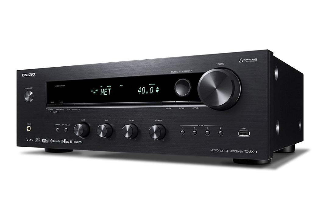 Onkyo TX8270 Stereo Receiver with HDMI connections, Wi-Fi, Bluetooth, Apple AirPlay 2, & Chromecast Built-In