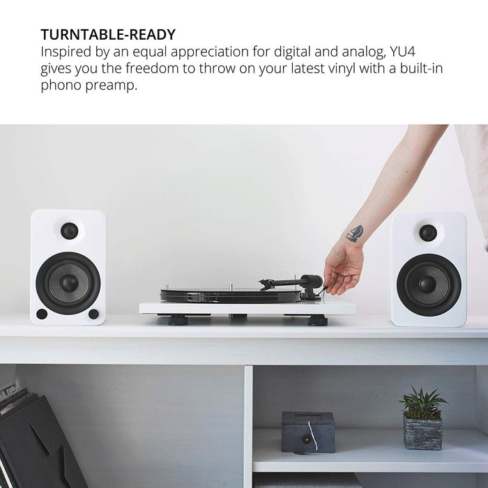Kanto YU6 Powered Speakers with Bluetooth and Phono Preamp, - Matte White - Powered Speakers - electronicsexpo.com