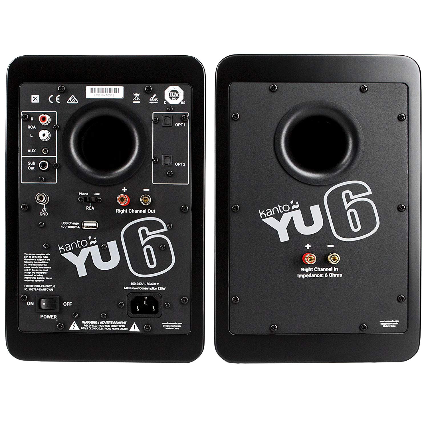 Kanto YU6 Powered Speakers with Bluetooth & Phono Preamp - Matte Black - Powered Speakers - electronicsexpo.com