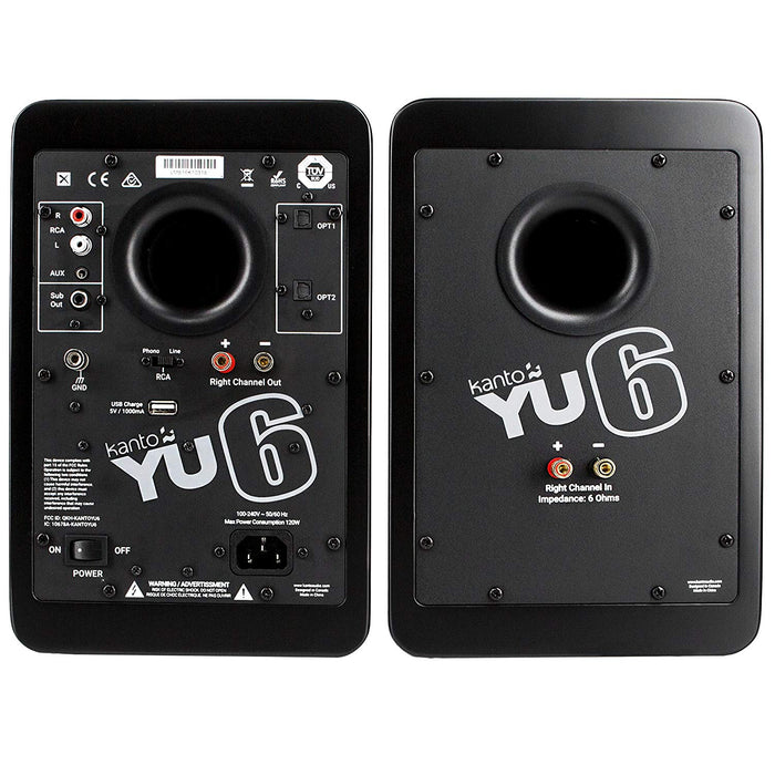 Kanto YU6 Powered Speakers with Bluetooth & Phono Preamp - Matte Black - Powered Speakers - electronicsexpo.com
