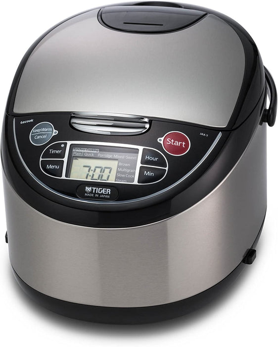 Tiger JAX-T18U-K 10-Cup (Uncooked) Micom Rice Cooker with Food Steamer & Slow Cooker (Stainless Steel/Black)