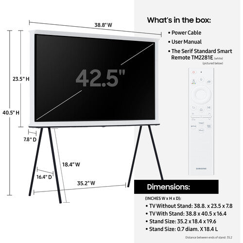 Samsung The Serif LS01B 43" 4K HDR Smart QLED TV (2022 Model)
