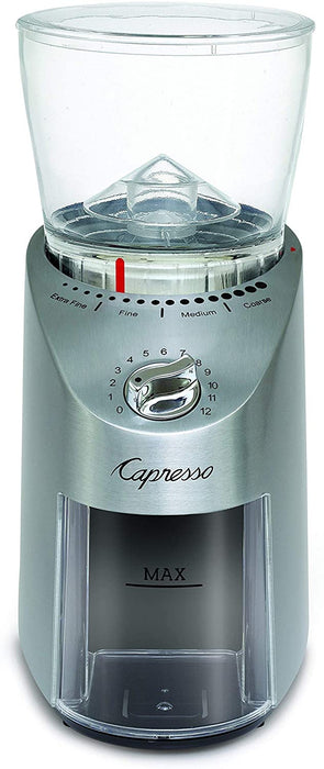 Capresso 575.05 Infinity Plus Conical Burr Grinder with Large Bean Container (Stainless Steel)