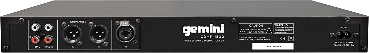 Gemini Sound CDMP-1500 19" Professional Mountable CD MP3 USB Media Music Player System Input with Remote