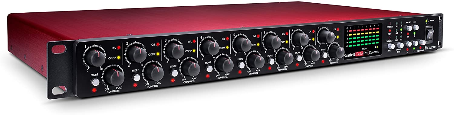 Focusrite Scarlett OctoPre Dynamic 8 - Channel Mic Pre Expansion with Analog Compression, 8 In/8 Out - electronicsexpo.com - Audio Interfaces