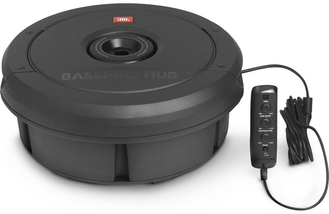 JBL BassPro Hub 11" Spare Tire Subwoofer w/Enclosure and Built-in Amplifier - Car Subwoofers - electronicsexpo.com