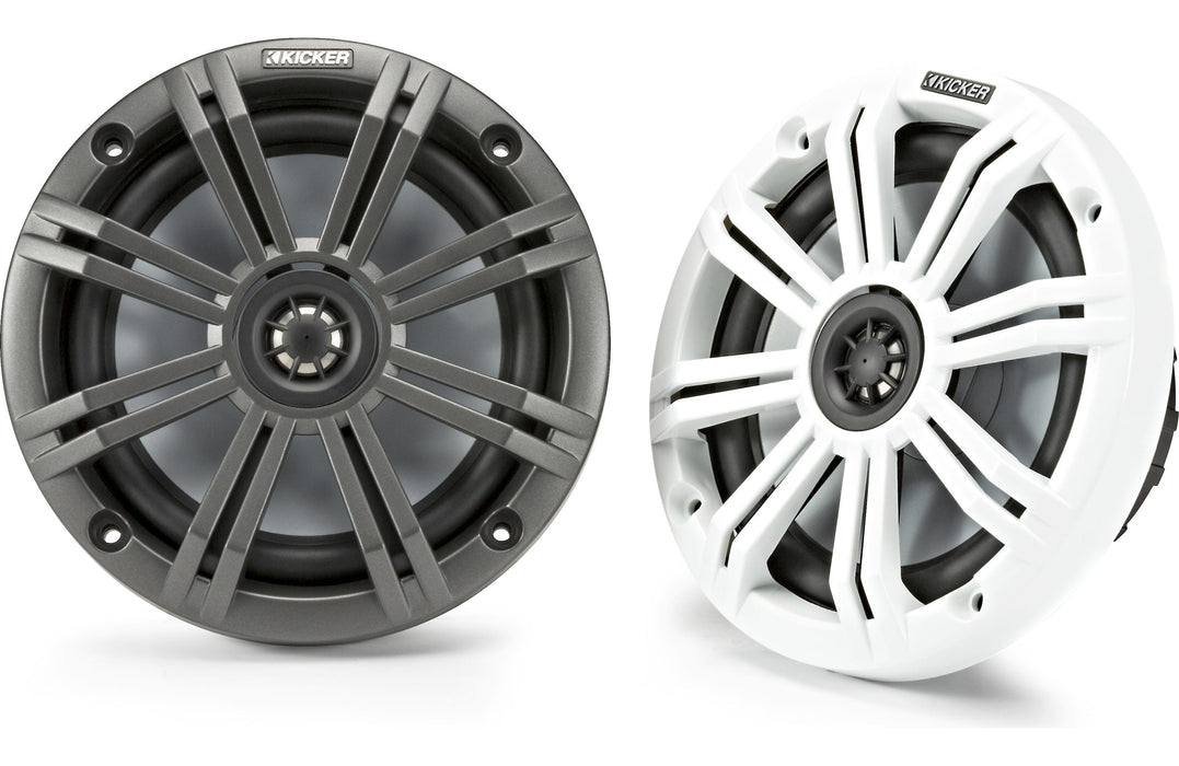 Kicker 45KM654 6-1/2" Marine Speakers With Charcoal And White Grilles (Pair) - Marine Speakers - electronicsexpo.com