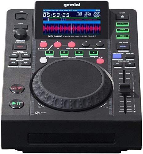 Gemini MDJ Series MDJ - 600 Professional Audio DJ Media Player with 4.3" Full Color Display Screen, 5" Jog Wheel and Programmable Hot Cues MIDI Mixer Turntable - electronicsexpo.com - Pro Mixers