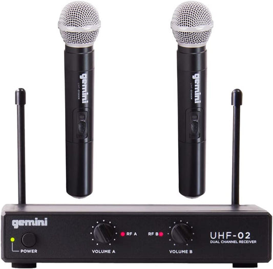 Gemini Sound UHF - 02M Professional Audio DJ Equipment Superior Single Channel Dual 2 Wireless Handheld Microphones Receiver System - electronicsexpo.com - Microphones