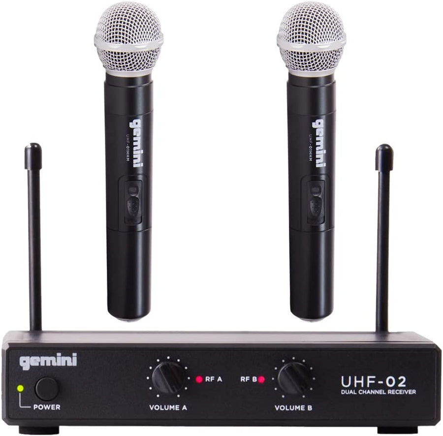 Gemini Sound UHF - 02M Professional Audio DJ Equipment Superior Single Channel Dual 2 Wireless Handheld Microphones Receiver System - electronicsexpo.com - Microphones