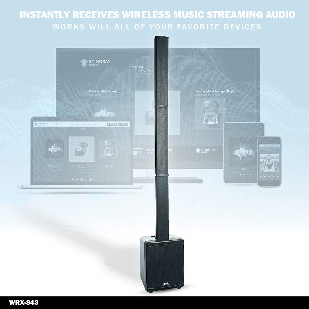 Gemini Sound WRX - 843 Professional Audio Bluetooth 78" Tall Column Line Array PA Speakers, 8" Subwoofer - electronicsexpo.com - Powered + PA Speakers