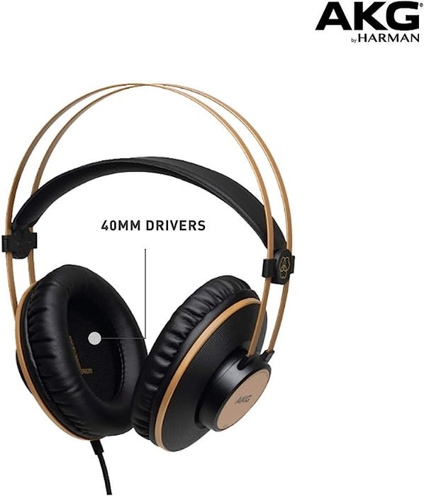 AKG Pro Audio K92 Over Ear, Closed-Back, Studio Headphones (Matte Black and Gold)
