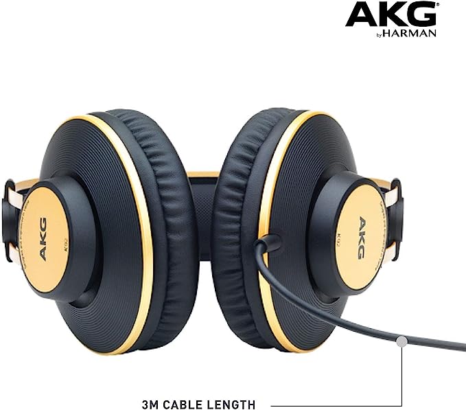 AKG Pro Audio K92 Over Ear, Closed-Back, Studio Headphones (Matte Black and Gold)