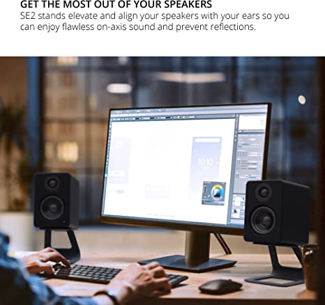Kanto SE2 Elevated Desktop Speaker Stands for Small Speakers & Compact 2”- 3” Studio Monitors (Pair) - electronicsexpo.com-Speaker Stands & A/V Racks