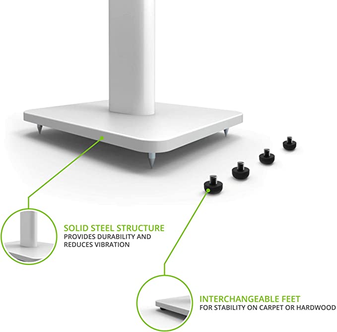 Kanto SP32PL Universal Speaker Floor Stands for Bookshelf Speakers (White/Pair) - electronicsexpo.com - Speaker Stands & A/V Racks