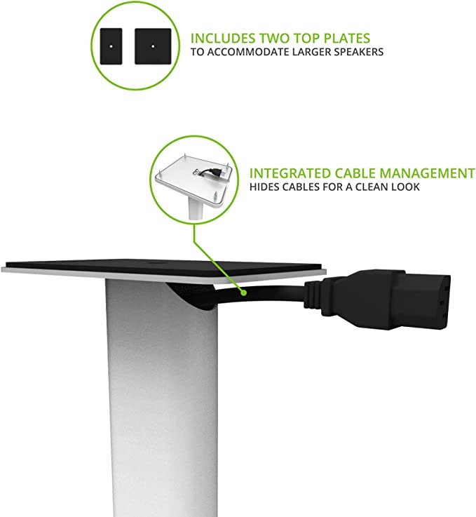 Kanto SP32PL Universal Speaker Floor Stands for Bookshelf Speakers (White/Pair) - electronicsexpo.com - Speaker Stands & A/V Racks