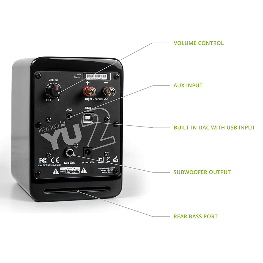 Kanto YU2 Speakers 2 - Way Powered Speakers (Pair) - electronicsexpo.com - Powered Speakers