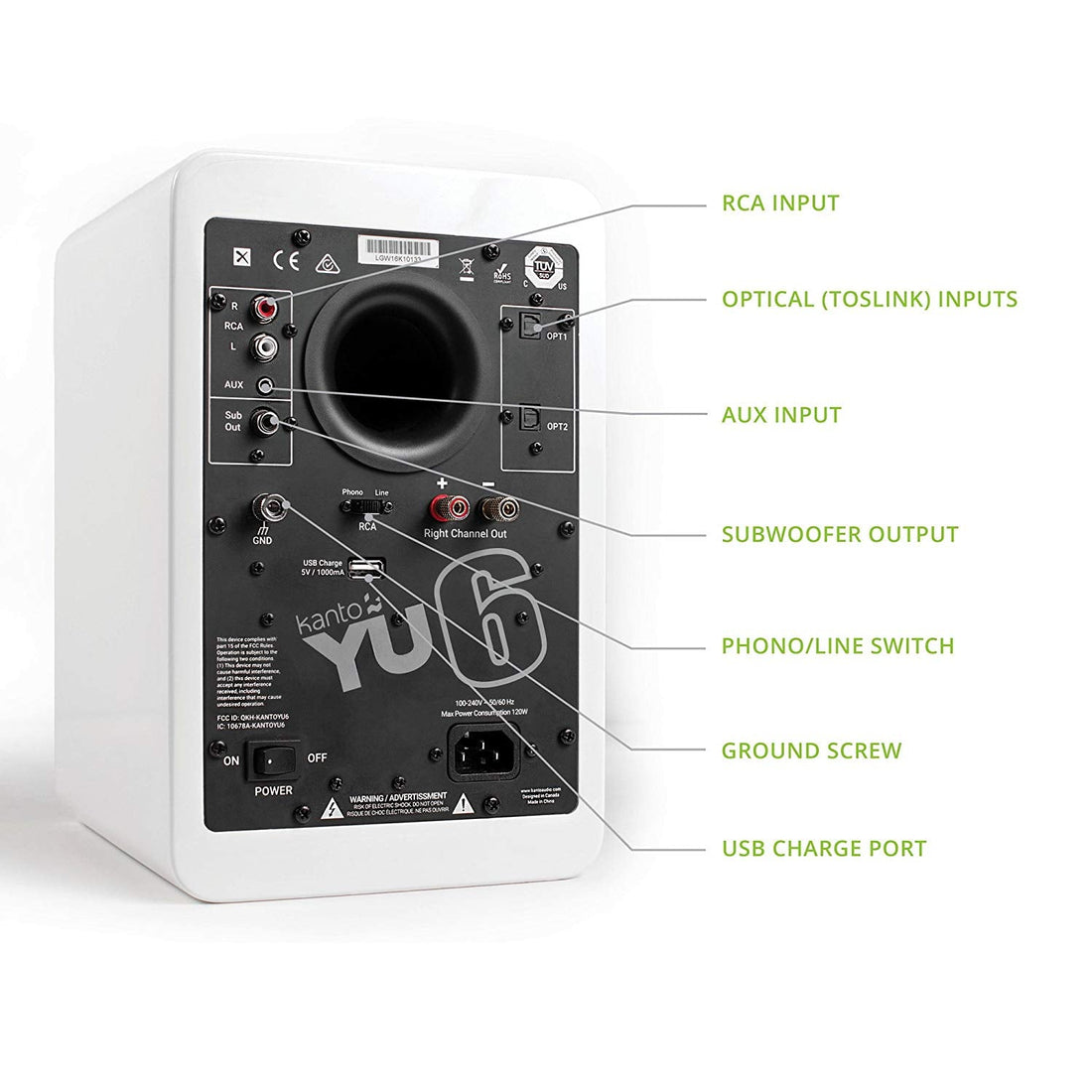 Kanto YU6 Powered Speakers with Bluetooth and Phono Preamp