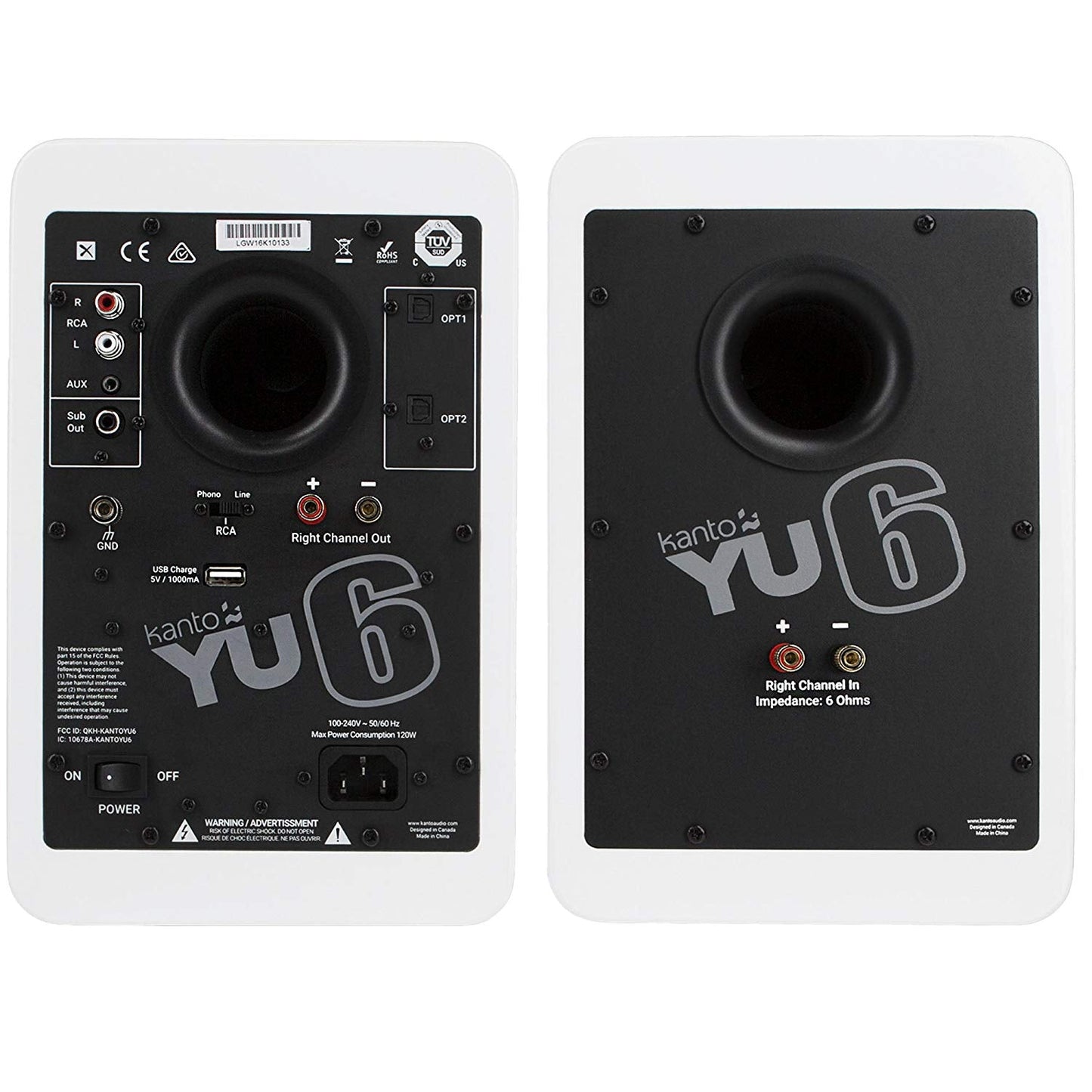 Kanto YU6 Powered Speakers with Bluetooth and Phono Preamp (Gloss White) - electronicsexpo.com - Bluetooth Speakers