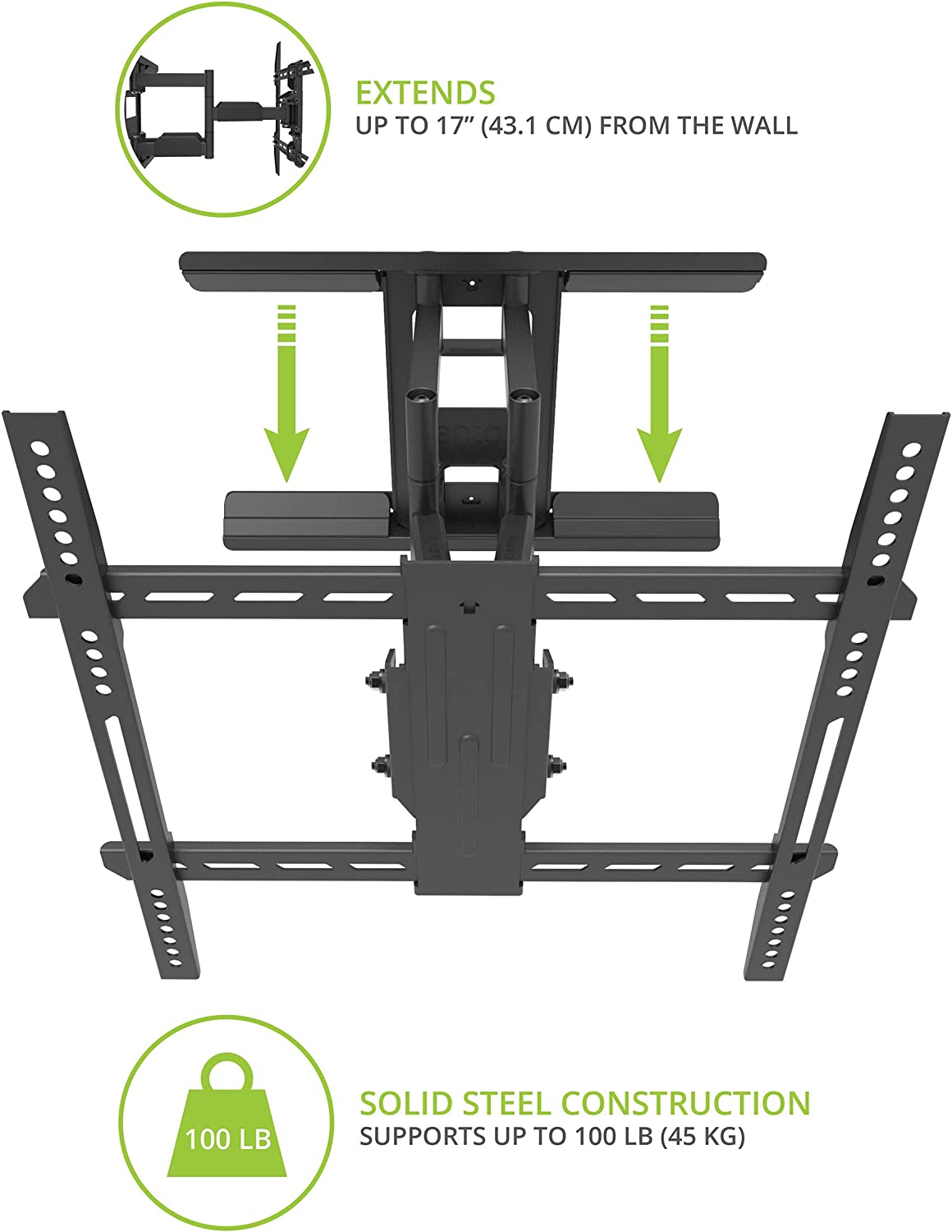 Kanto LX600SW Full-Motion Steel Stud TV Mount