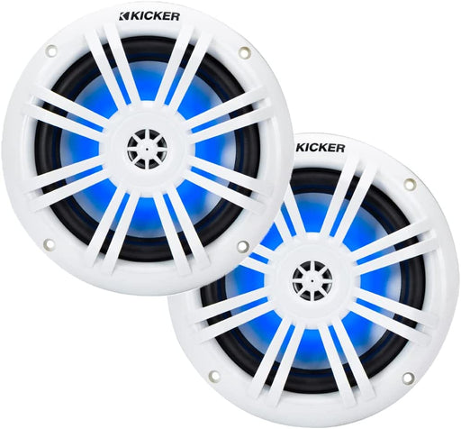 Kicker 49KM604WL KM 6.5" 4Ω Blue LED Marine Coaxial Speakers (Pair)