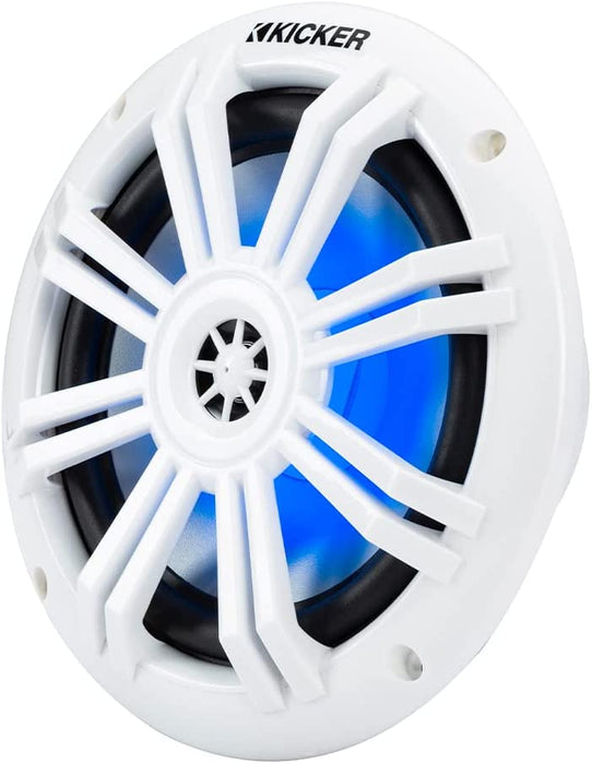 Kicker 49KM604WL KM 6.5" 4Ω Blue LED Marine Coaxial Speakers (Pair)