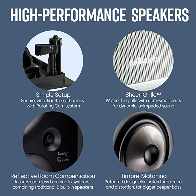 Polk Audio 255CRT In - Ceiling In - Wall Center Channel Speaker (Each) - electronicsexpo.com - In Ceiling In Wall Speakers