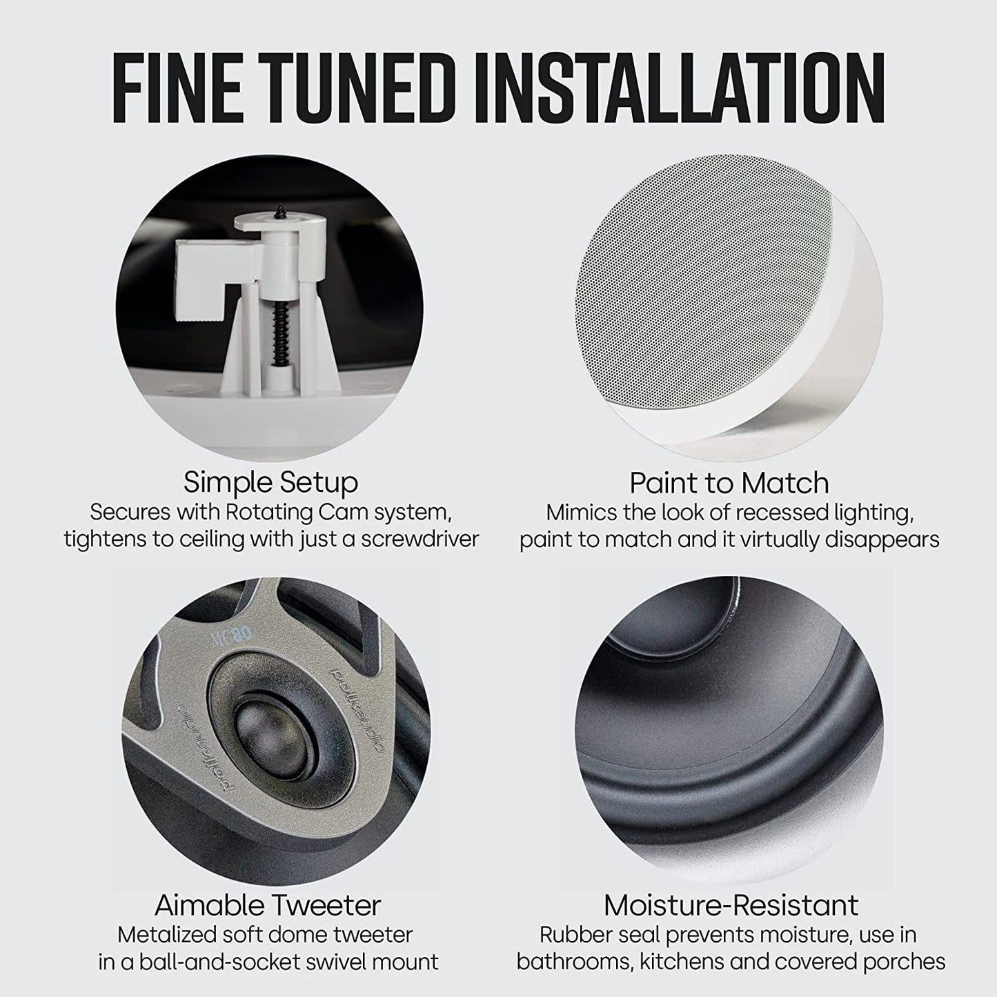 Polk Audio MC80 2 - Way In - Ceiling 8" Speaker (Each/White) - electronicsexpo.com - In Ceiling In Wall Speakers