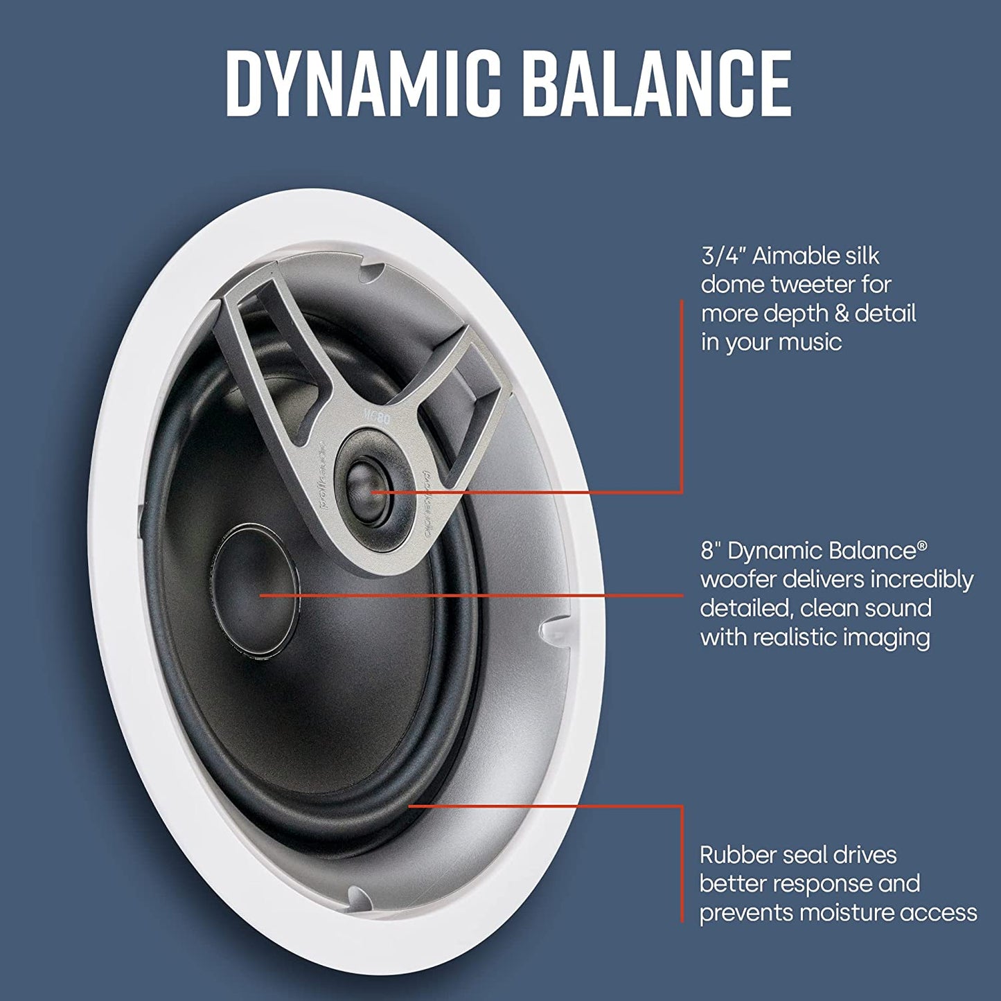 Polk Audio MC80 2 - Way In - Ceiling 8" Speaker (Each/White) - electronicsexpo.com - In Ceiling In Wall Speakers