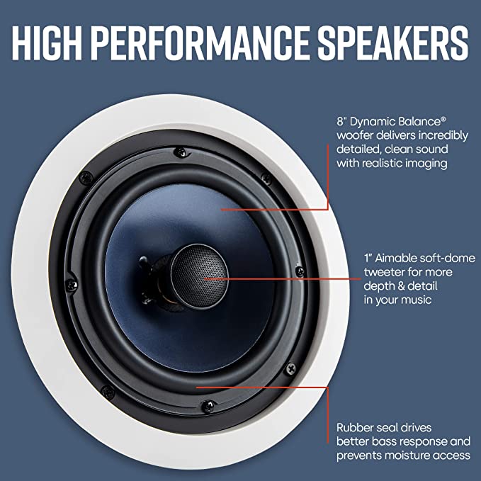 Polk Audio RC80i Round 8" Two - Way In - Wall/Ceiling Speakers (4 Speaker Bundle) - electronicsexpo.com - In Ceiling In Wall Speakers