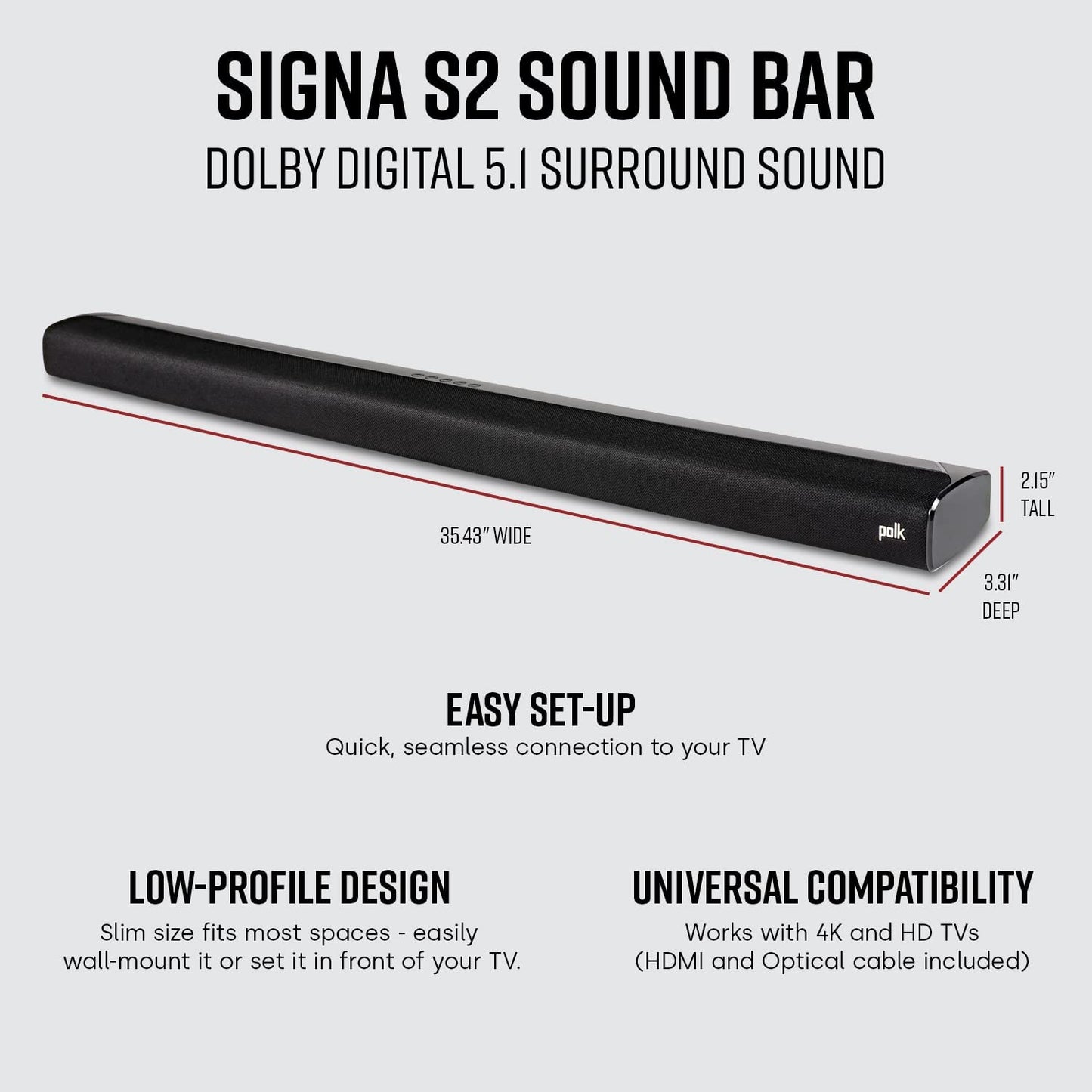 Polk Audio Signa S2 2.1 - Channel Soundbar System - electronicsexpo.com - Soundbars