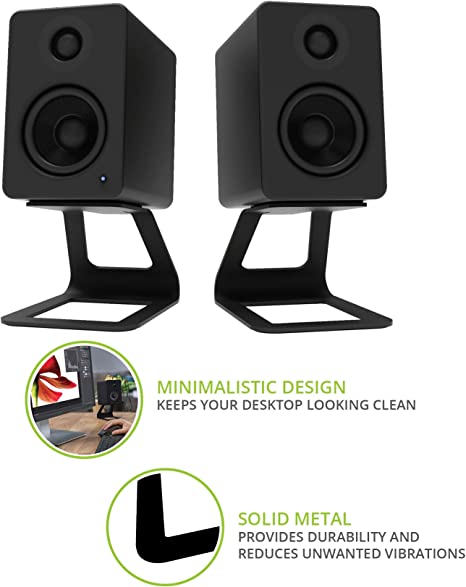 Kanto SE2 Elevated Desktop Speaker Stands for Small Speakers & Compact 2”- 3” Studio Monitors (Black/Pair)
