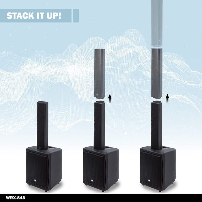 Gemini Sound WRX-843 Professional Audio Bluetooth 78" Tall Column Line Array PA Speakers, 8" Subwoofer