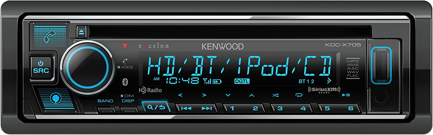Kenwood KDC-X705 Single DIN CD Receiver with Bluetooth