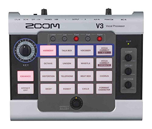 Zoom V3 Vocal Processor, Vocal Effects Pedal, 3 - Part Harmony, Pitch Correction, 16 Studio Grade Effects, Battery Powered, for Streaming and Recording - electronicsexpo.com - Podcasting Accessories